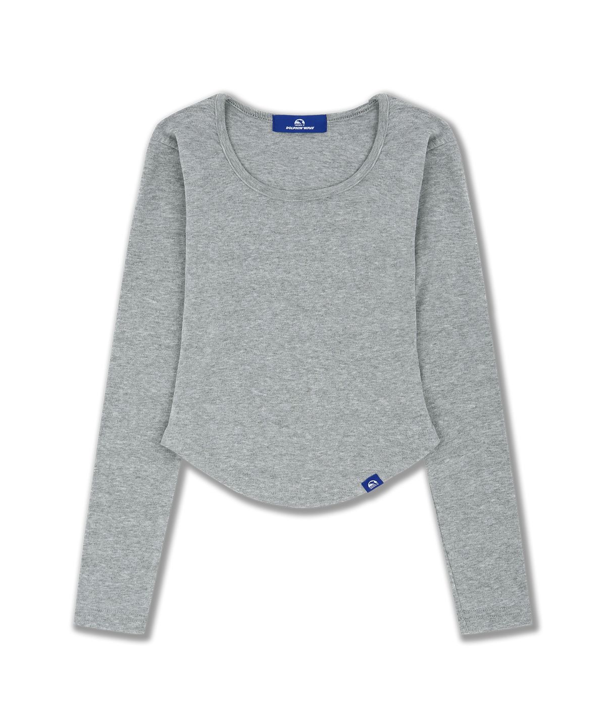 돌핀웨이브어패럴(DOLPHIN WAVE APPAREL) 돌핀 피티드 슬림 크루넥 크롭 긴팔티셔츠 3COLOR