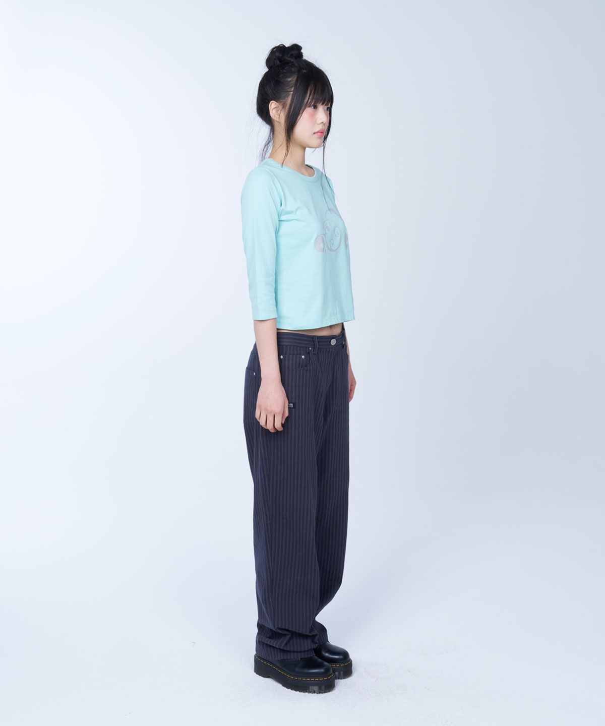 라이라이(LYELYE) Straight wide cotton pants (stripe)