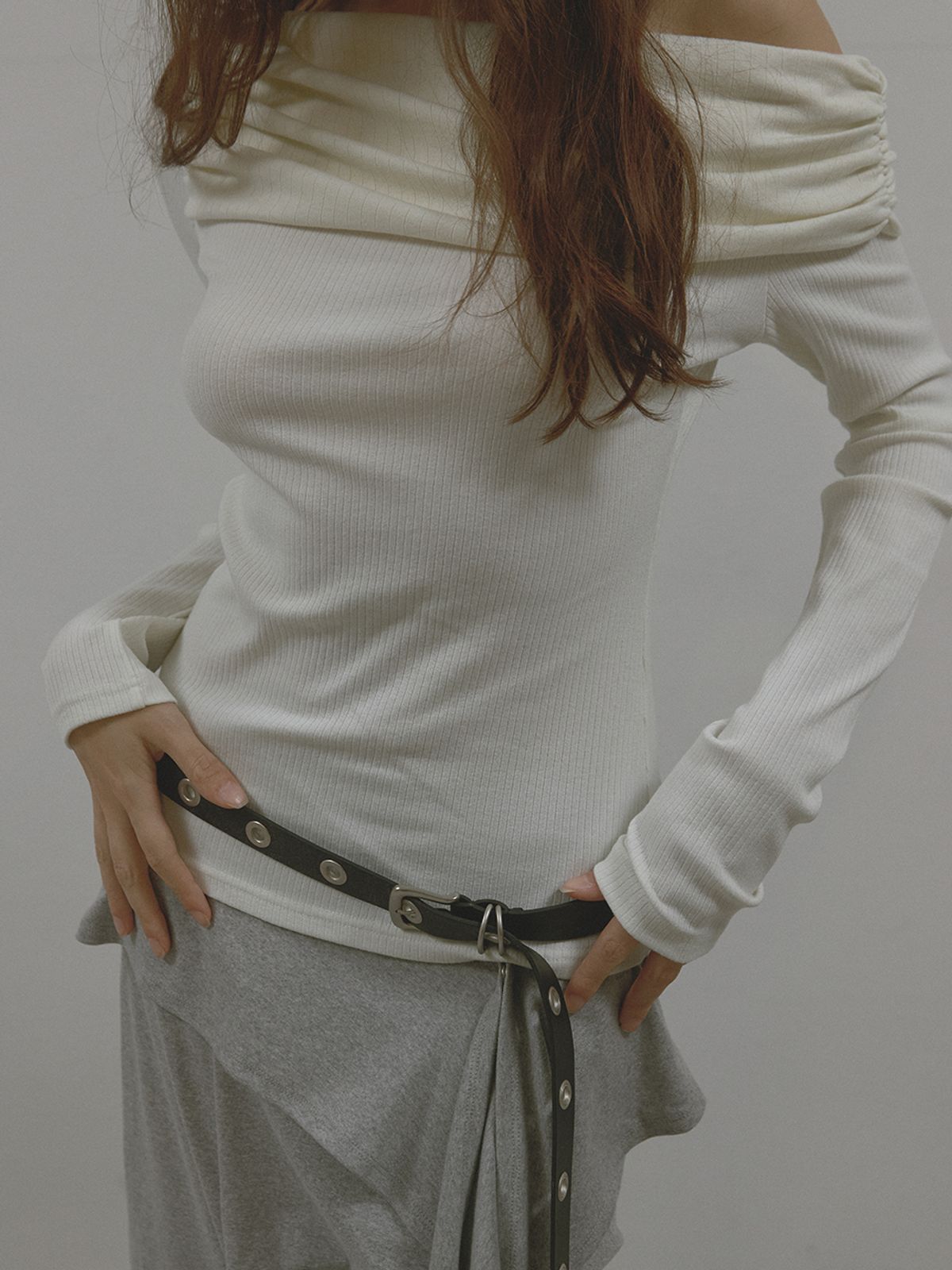 아수라(ASURA) GRACE SHIRRING T (IVORY)