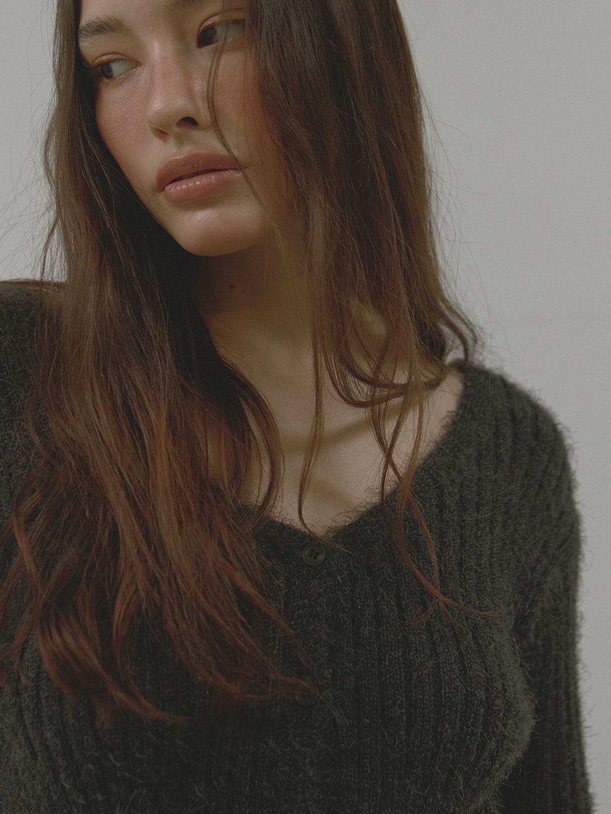 아수라(ASURA) MELLOW FUR CARDIGAN (CHARCOAL)