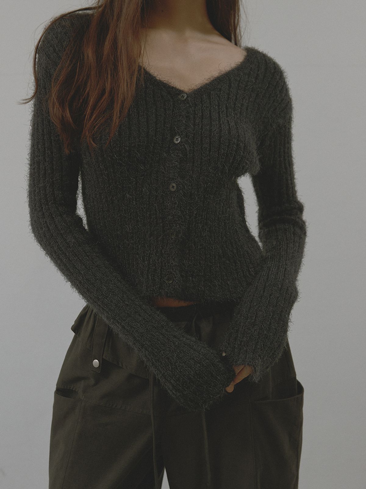 아수라(ASURA) MELLOW FUR CARDIGAN (CHARCOAL)