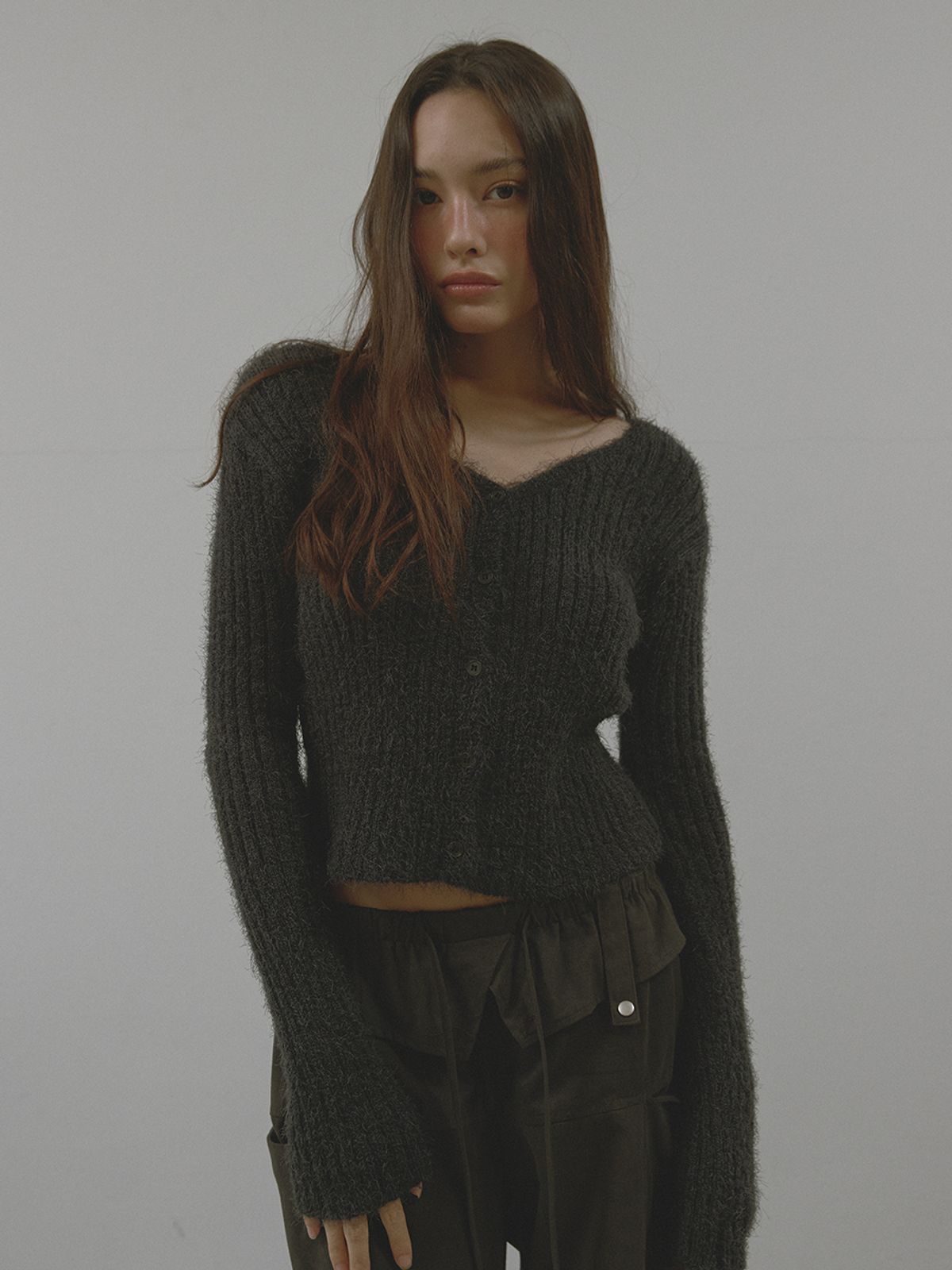 아수라(ASURA) MELLOW FUR CARDIGAN (CHARCOAL)