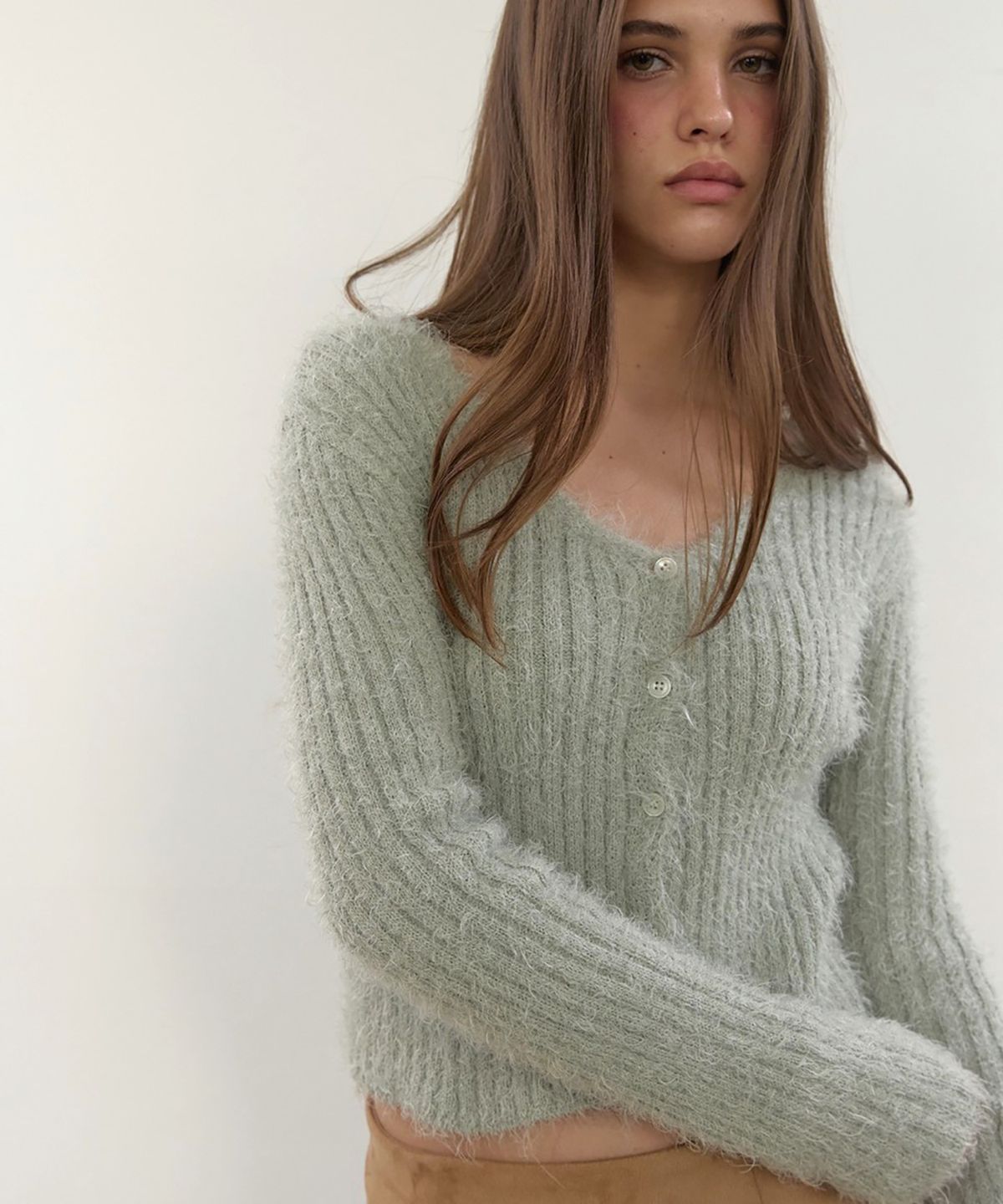 아수라(ASURA) MELLOW FUR CARDIGAN (LIGHT GREEN)