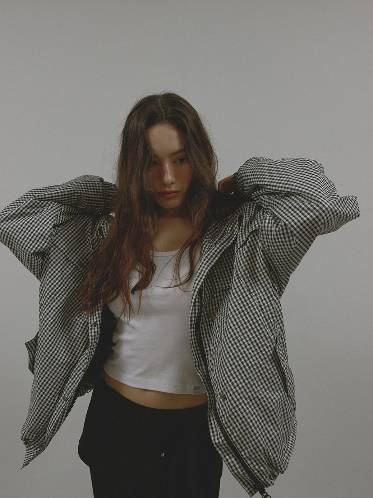 아수라(ASURA) PATTERN DUO BOMBER JACKET (BLACK CHECK)