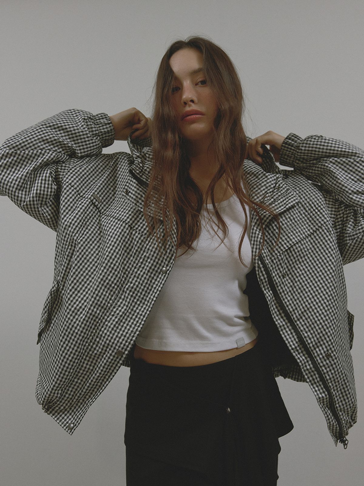 아수라(ASURA) PATTERN DUO BOMBER JACKET (BLACK CHECK)