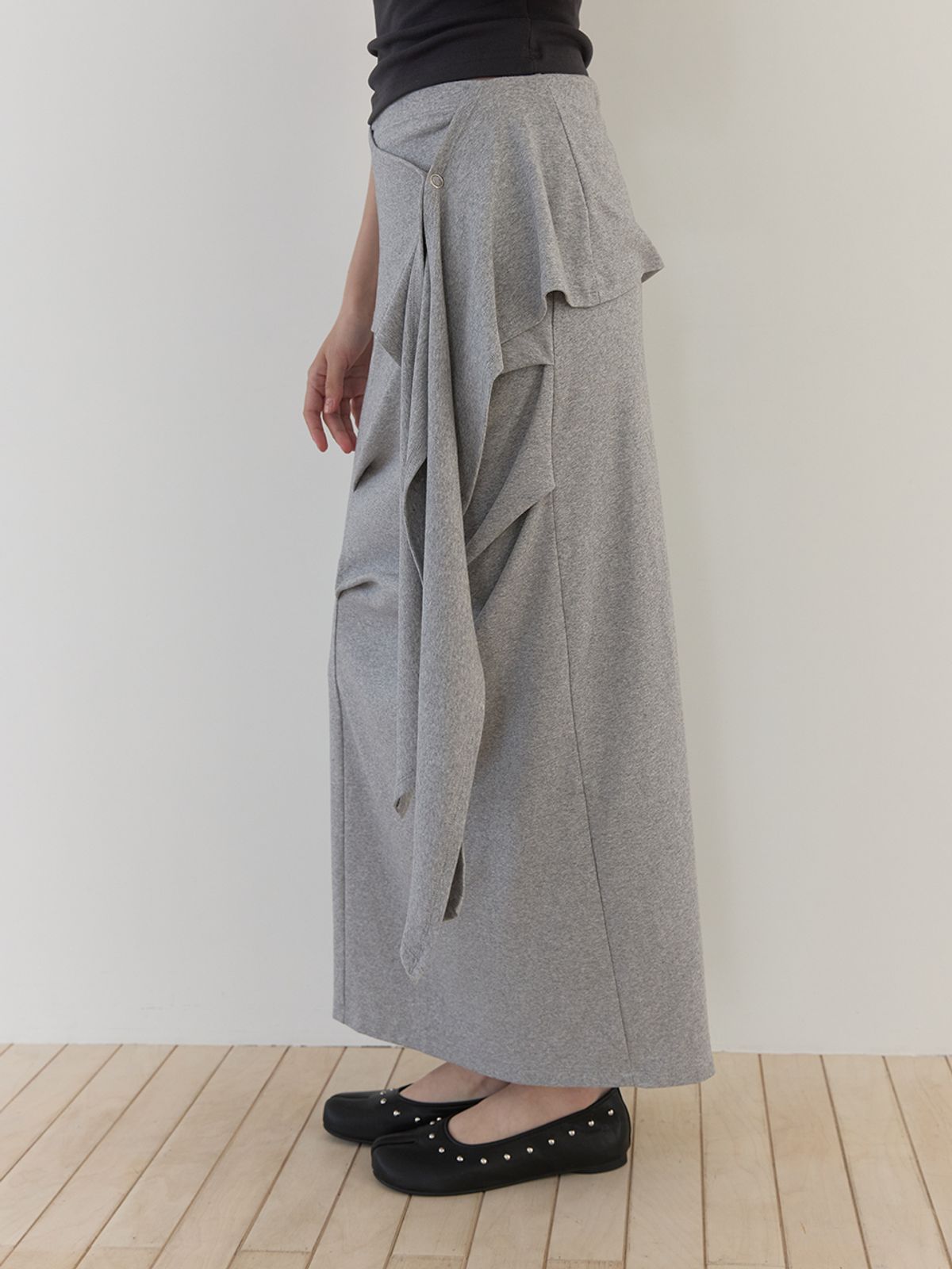 아수라(ASURA) TUK WRAP SKIRT (MELANGE GREY)
