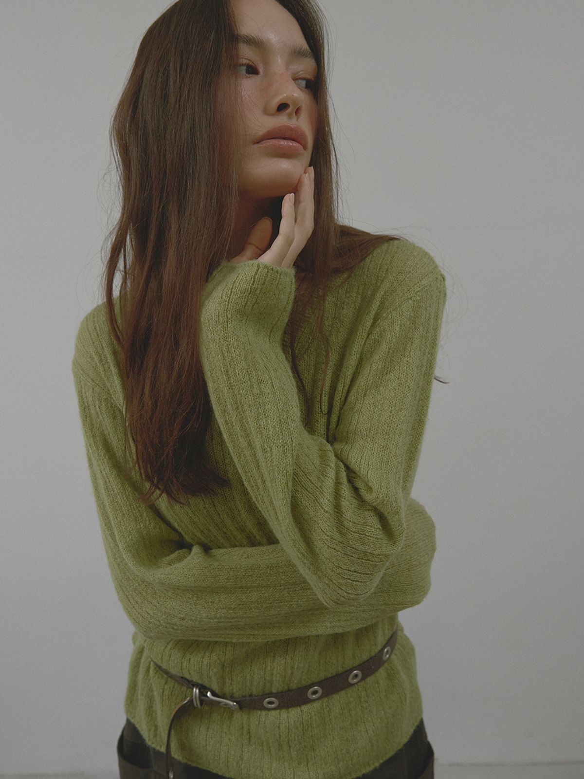 아수라(ASURA) V-NECK GOLGI KNIT (OLIVE)