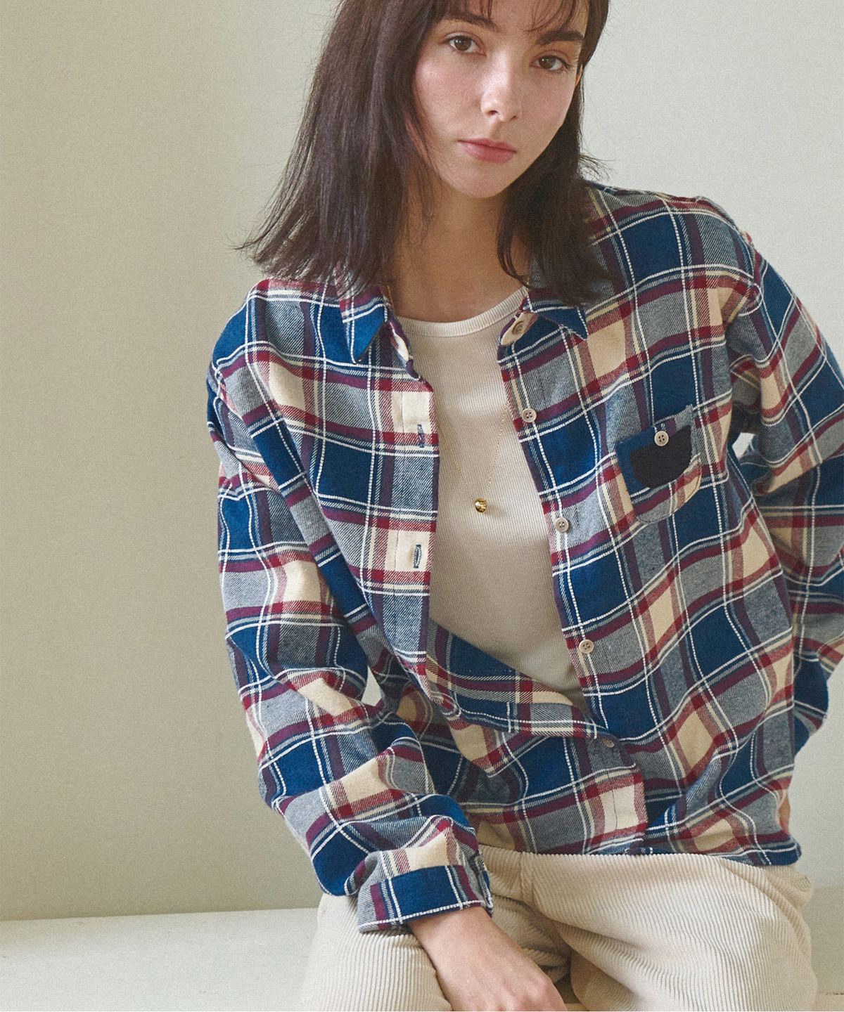 슬로우롤리(SLOWLOLLI) Cozy plaid check shirt_3 Colors