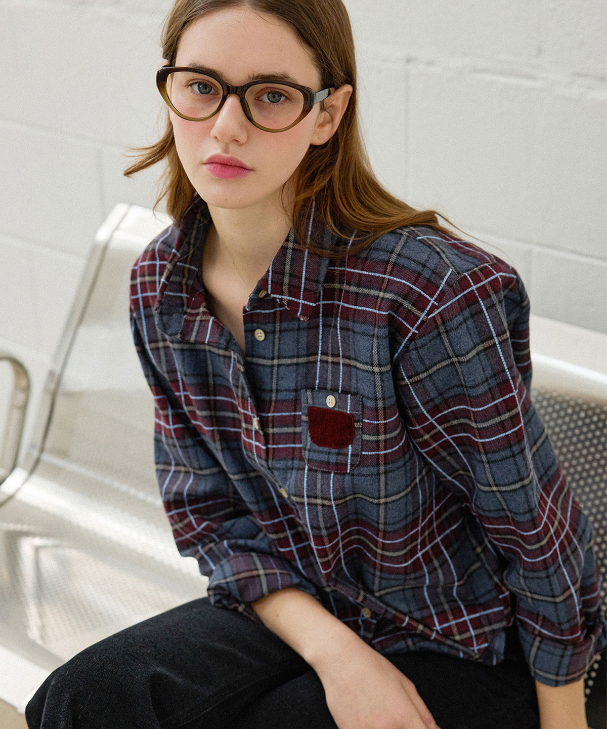 슬로우롤리(SLOWLOLLI) Cozy plaid check shirt_3 Colors