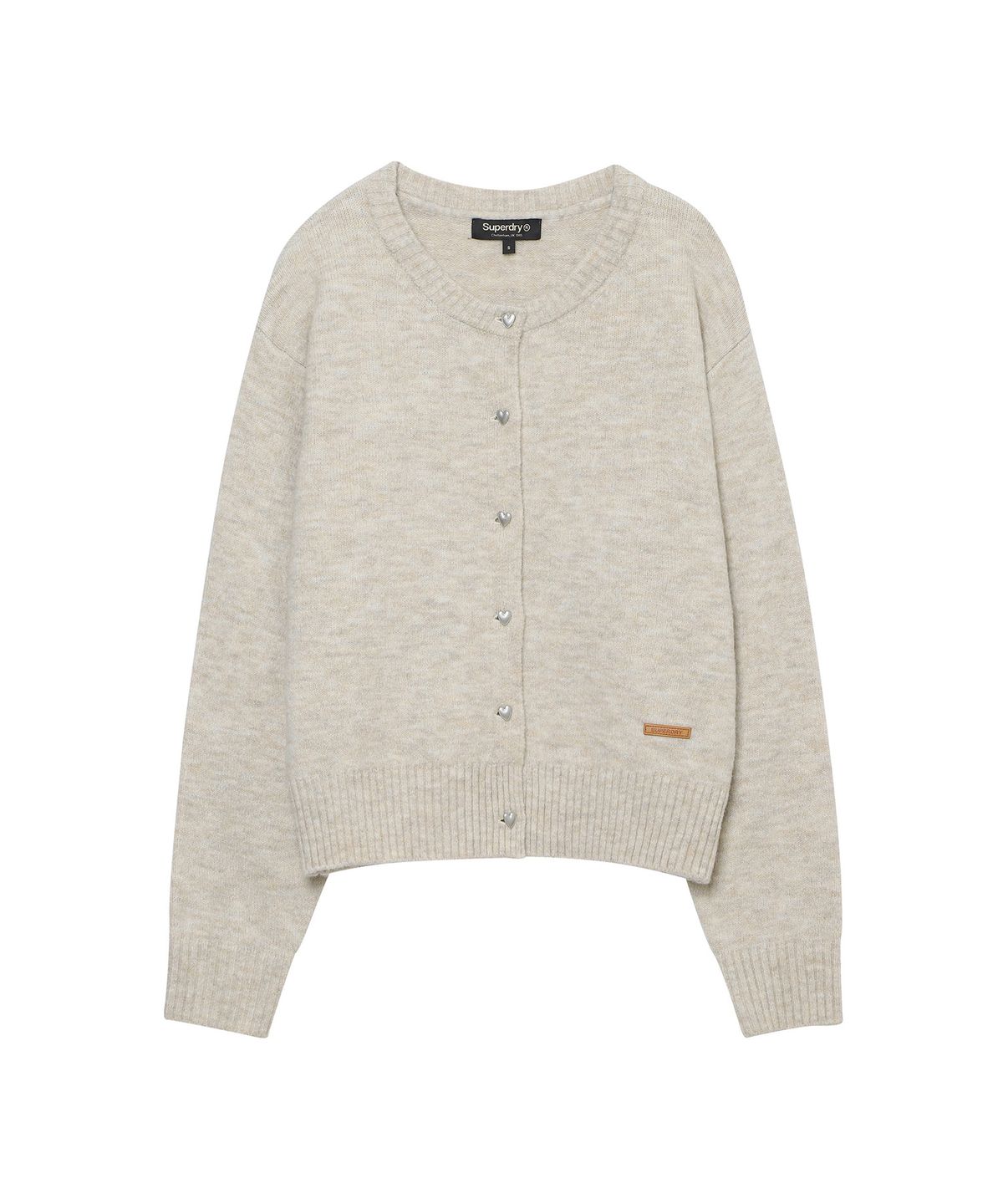 슈퍼드라이(SUPERDRY) W 하트 버튼 모헤어 가디건 아이보리