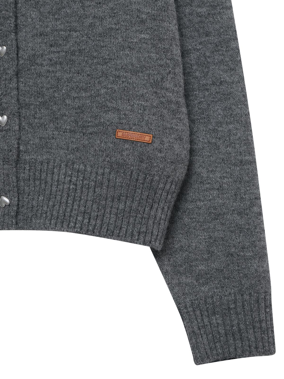 슈퍼드라이(SUPERDRY) W 하트 버튼 모헤어 가디건 멜란지그레이