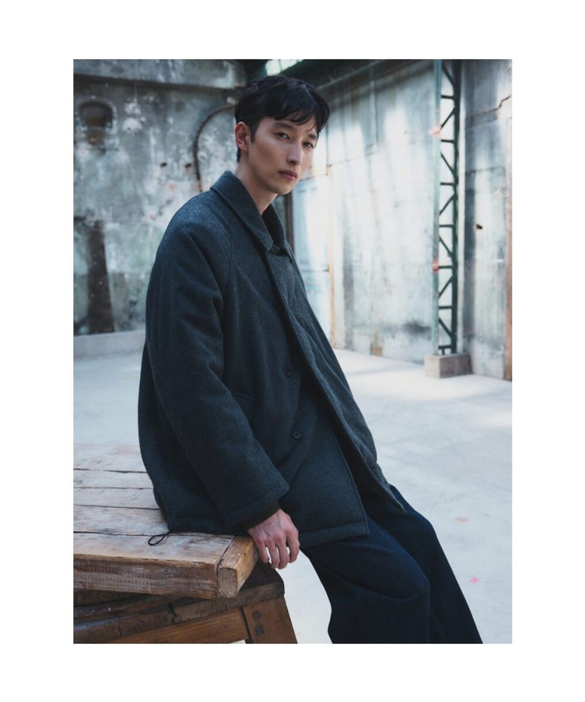시프트지(SHIFT.G) Wool Padded Half Coat  Ash