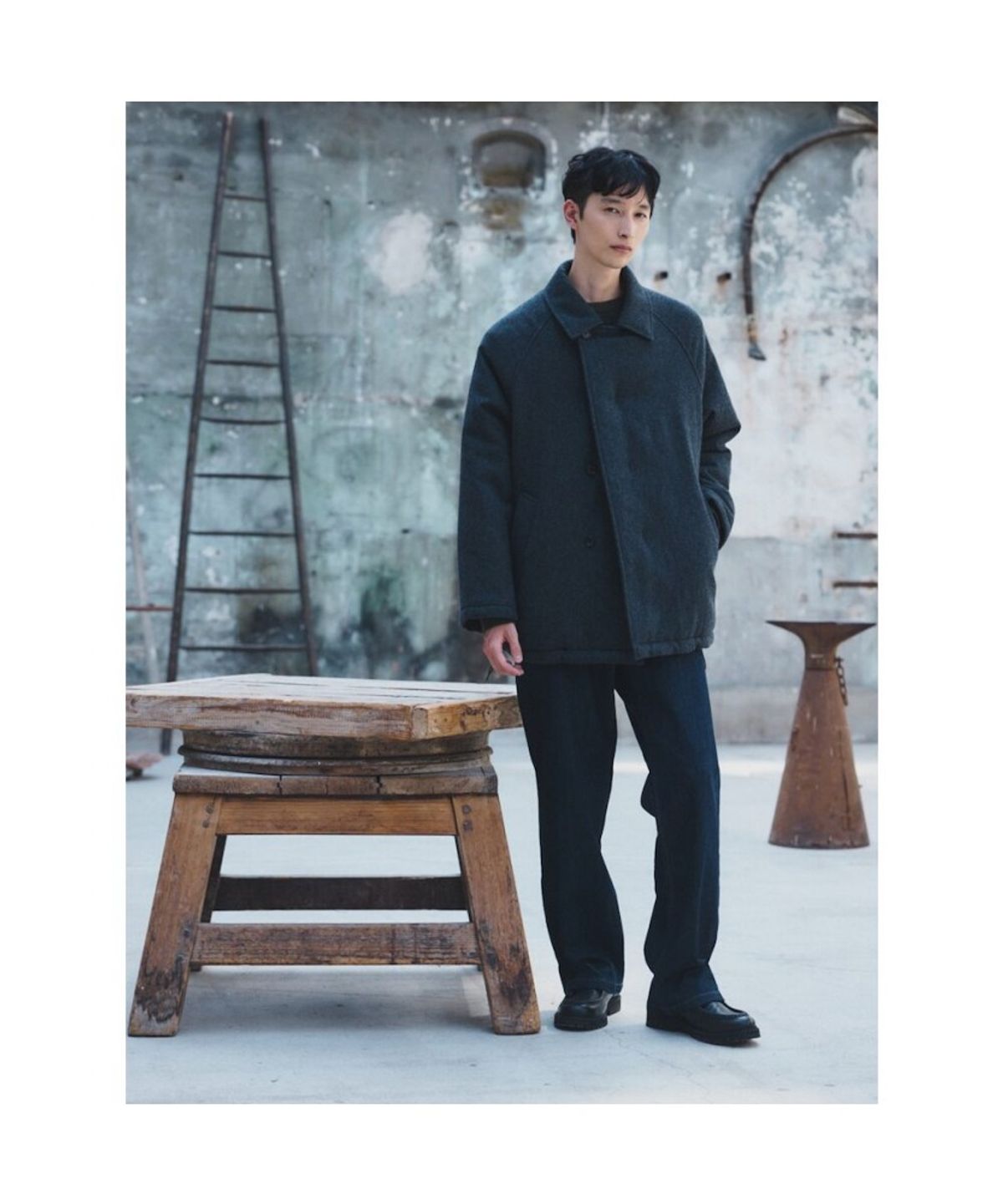 시프트지(SHIFT.G) Wool Padded Half Coat  Ash