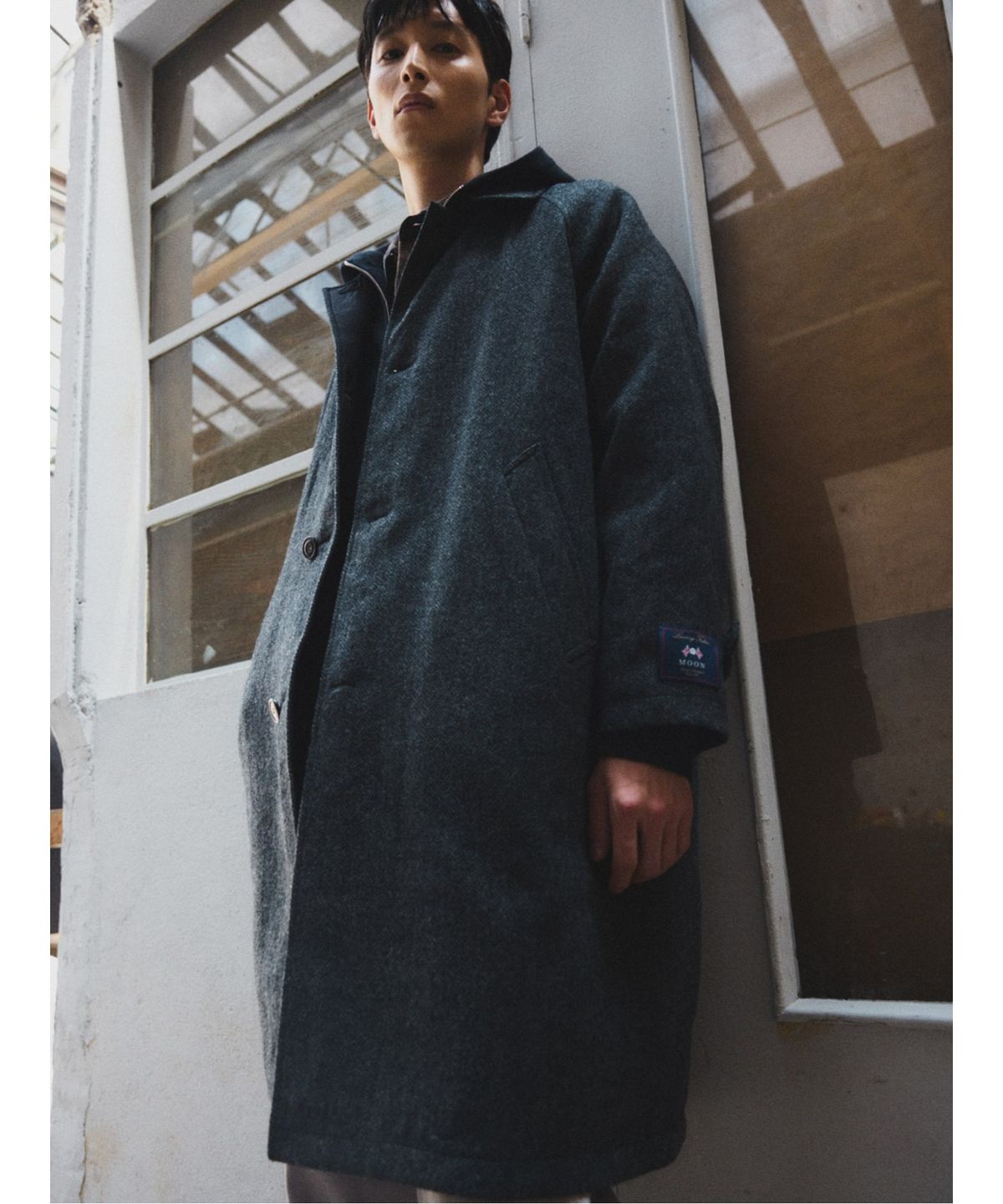 시프트지(SHIFT.G) Herringbone Reversible Long Coat  Ash