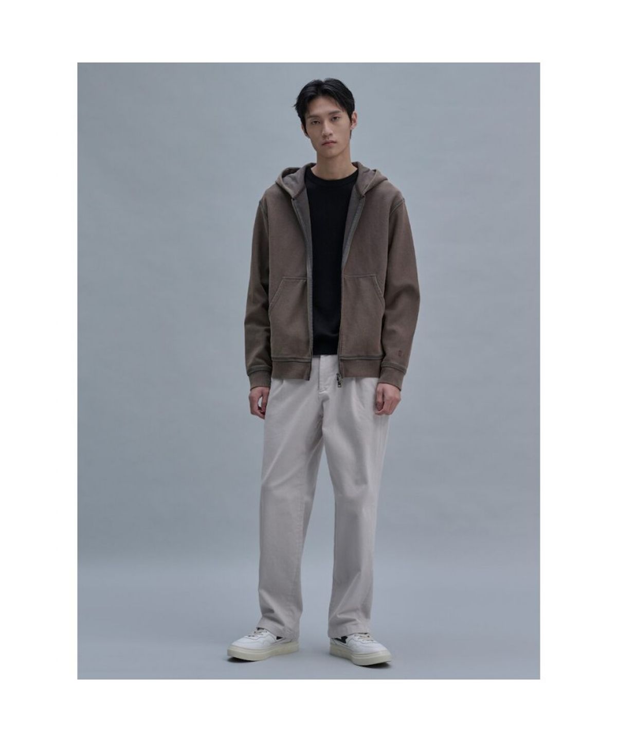 시프트지(SHIFT.G) Washed Color Hoodie Zip Up  Brown