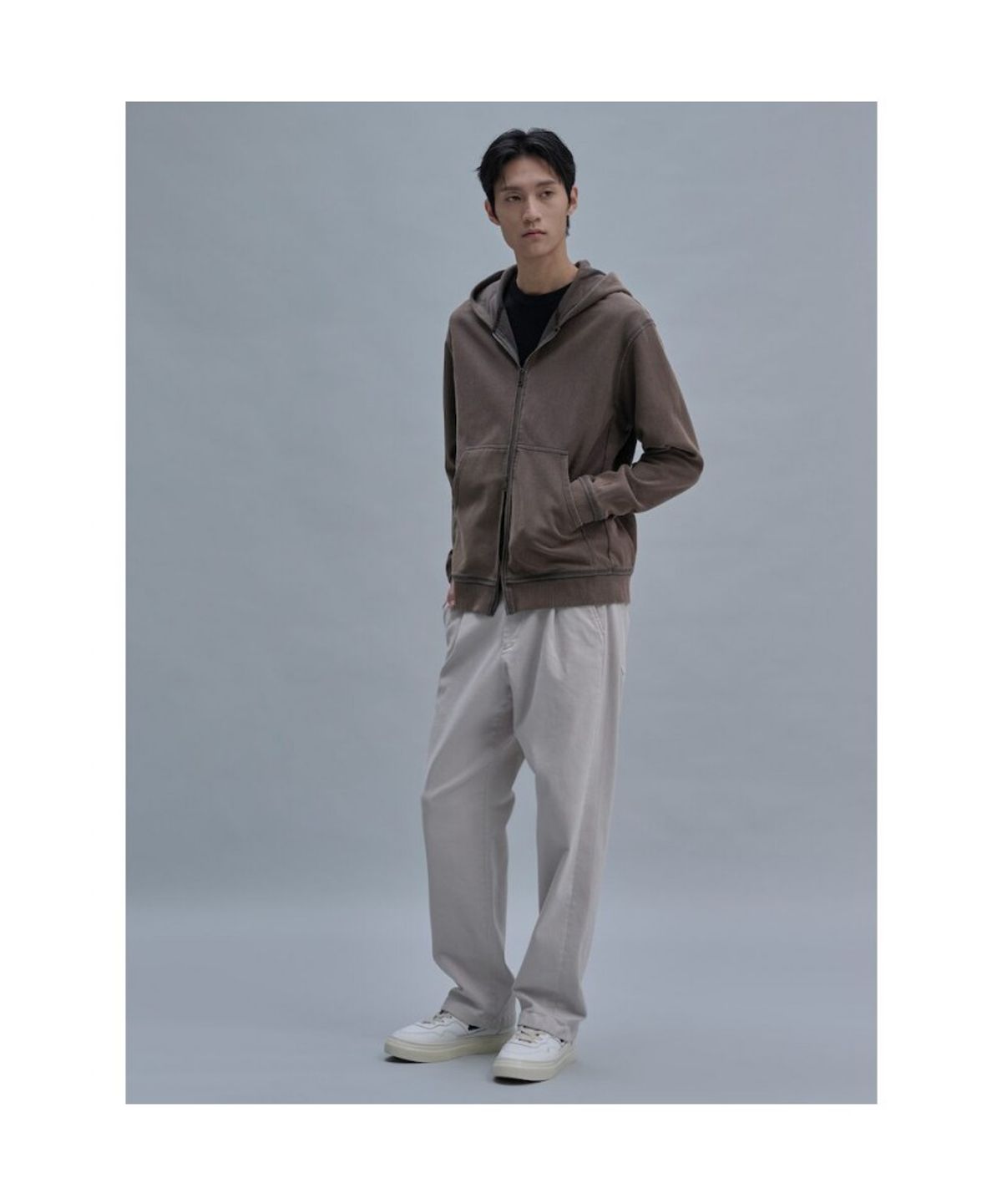 시프트지(SHIFT.G) Washed Color Hoodie Zip Up  Brown
