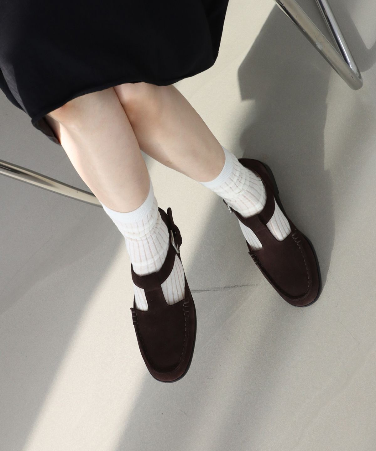 몰핀(MOLPIN) T strap Loafer_25522_deepgrey