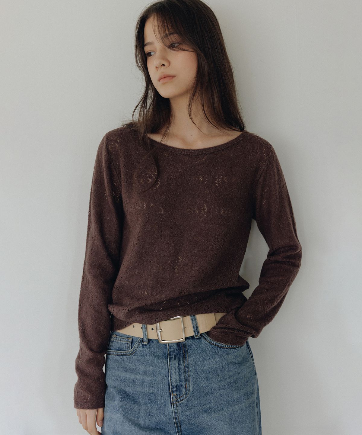 앤니즈(ANDNEEDS) Tina lace long sleeve (brown)