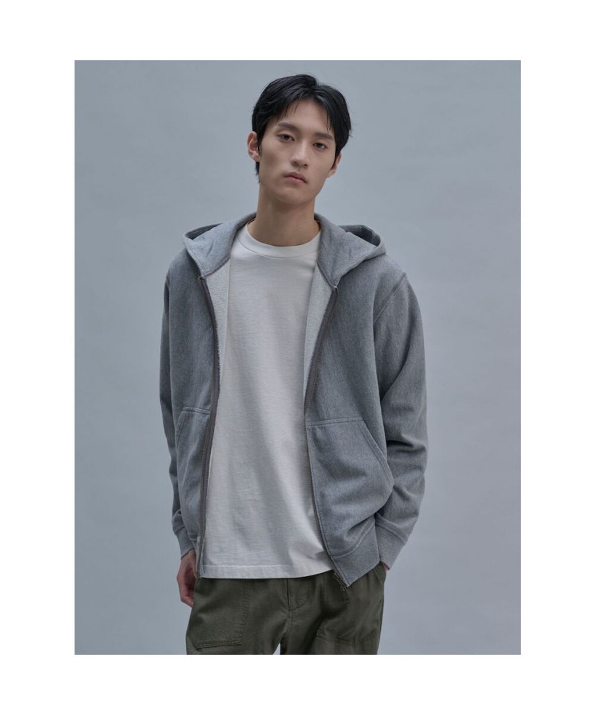 시프트지(SHIFT.G) Washed Color Hoodie Zip Up  Grey