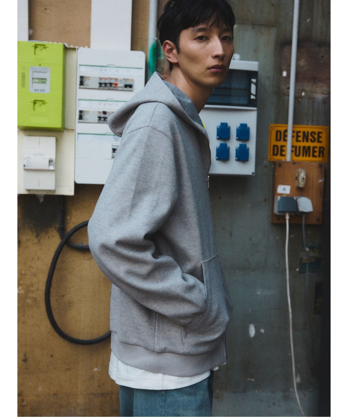 시프트지(SHIFT.G) Washed Color Hoodie Zip Up  Grey