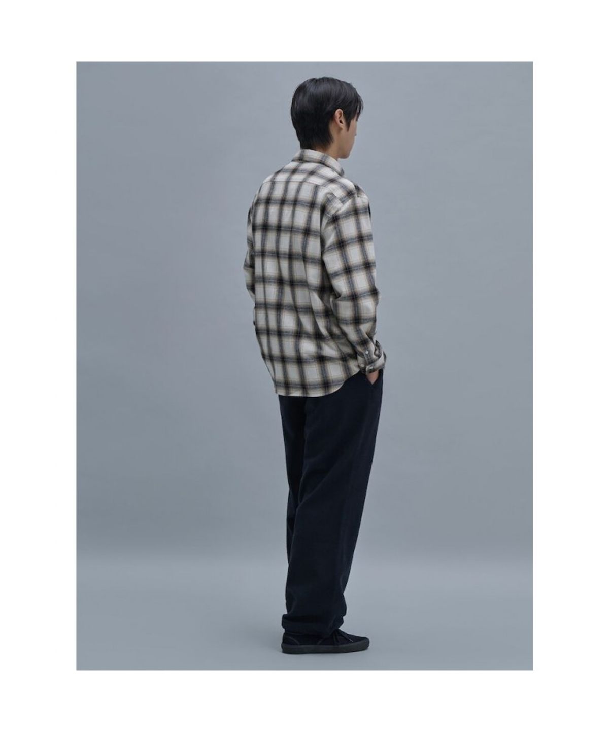 시프트지(SHIFT.G) Brushed Cotton Check Shirts  Black