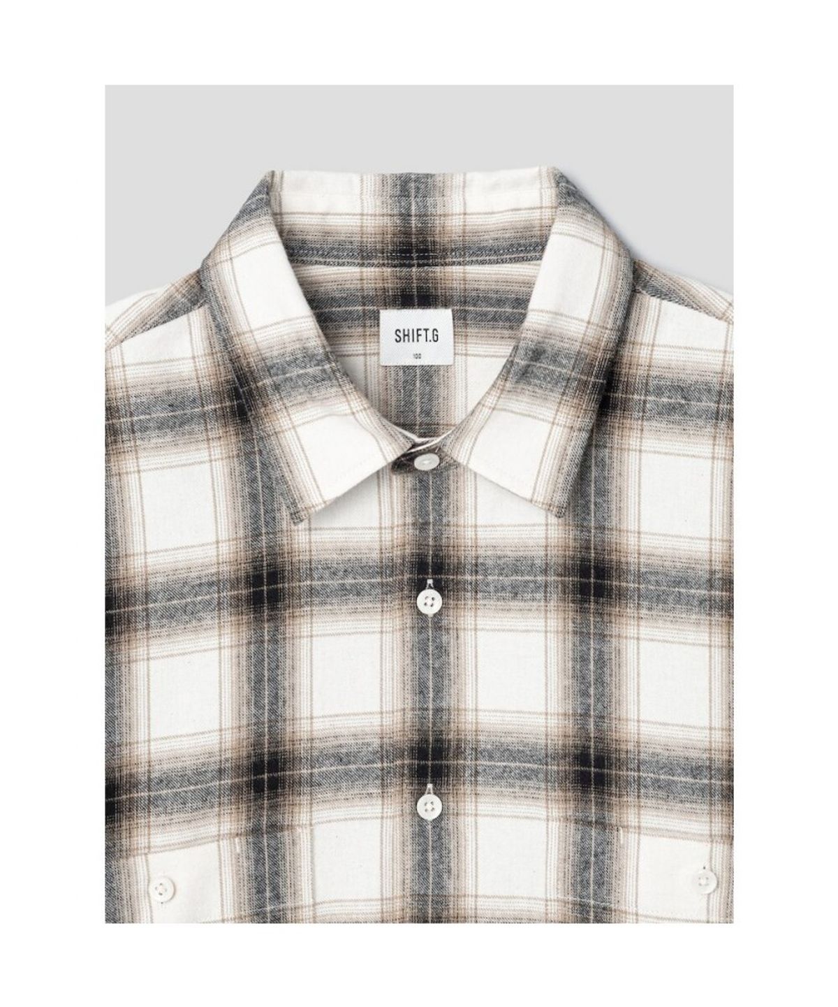 시프트지(SHIFT.G) Brushed Cotton Check Shirts  Black