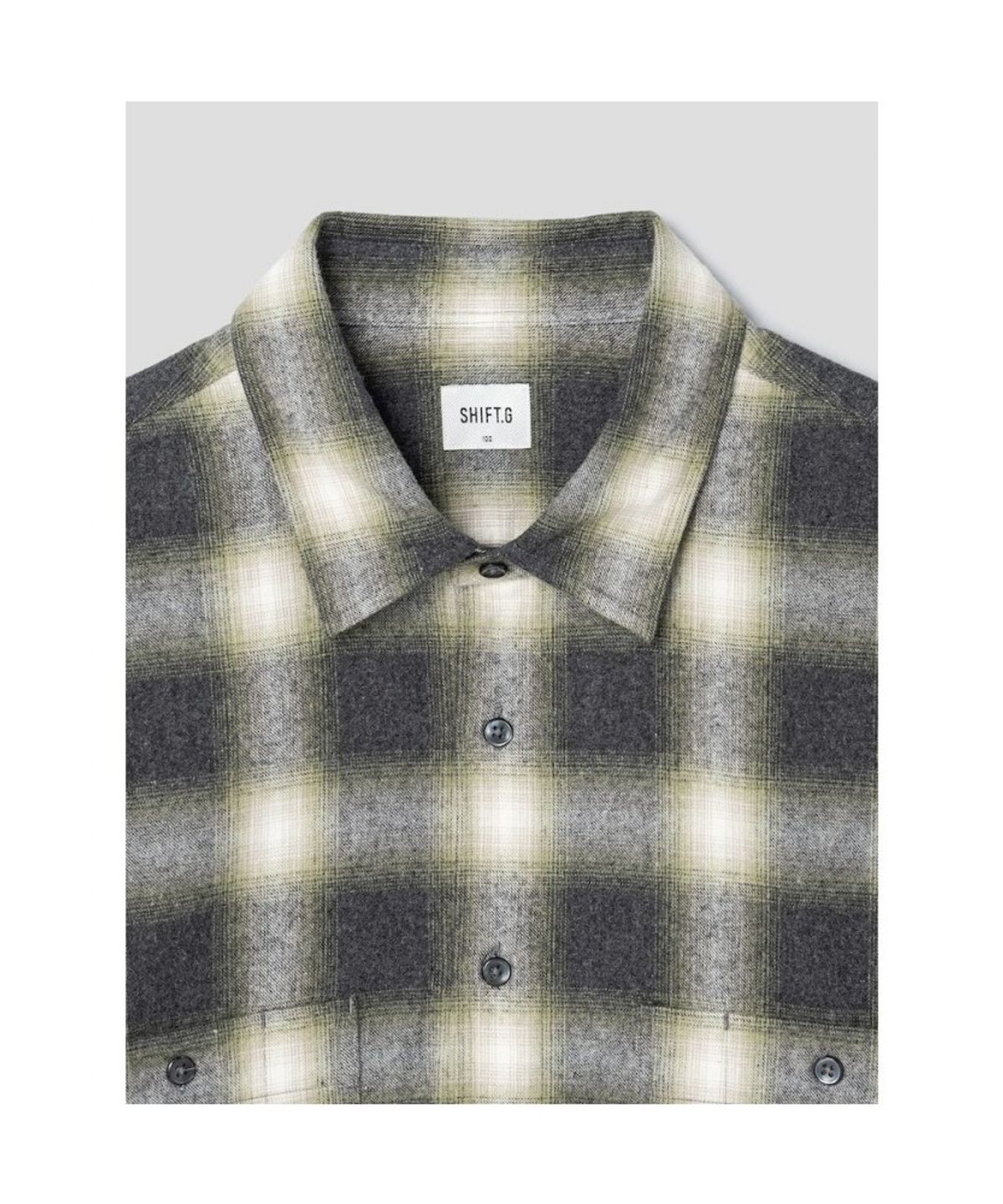 시프트지(SHIFT.G) Brushed Cotton Check Shirts  Light Green