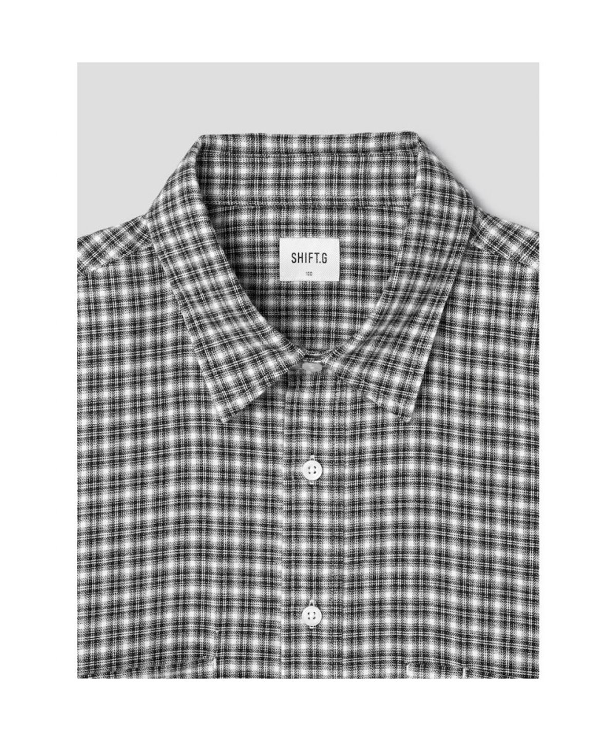 시프트지(SHIFT.G) Brushed Cotton Check Shirts  Black