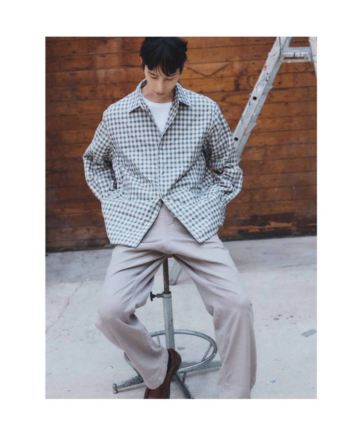 시프트지(SHIFT.G) Quilted Utility Check Shirts  Black