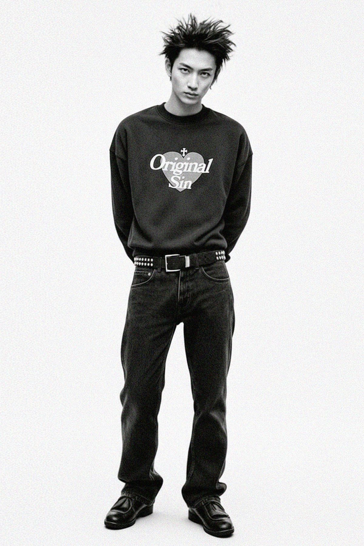 리스펙트(RESPECT) Original Sin crop crewneck (navy)