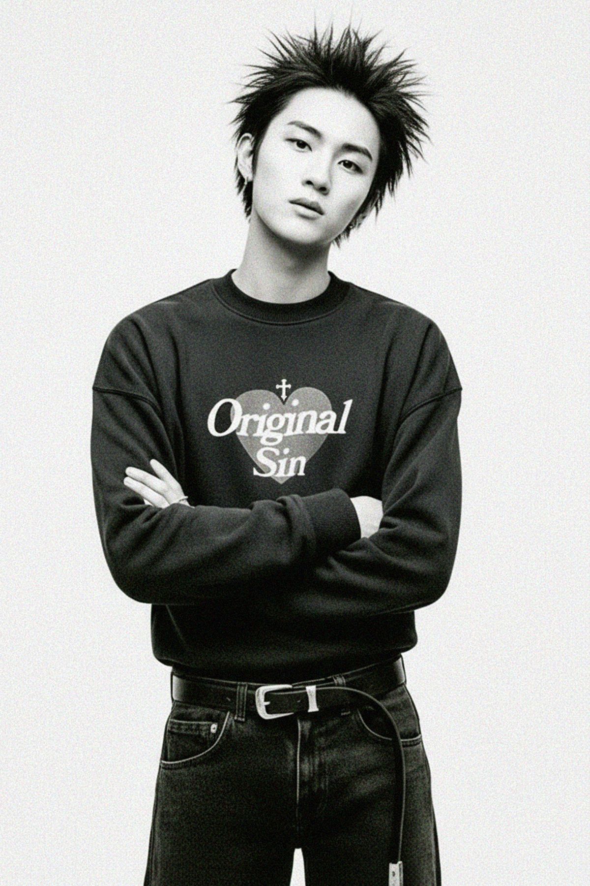 리스펙트(RESPECT) Original Sin crop crewneck (navy)