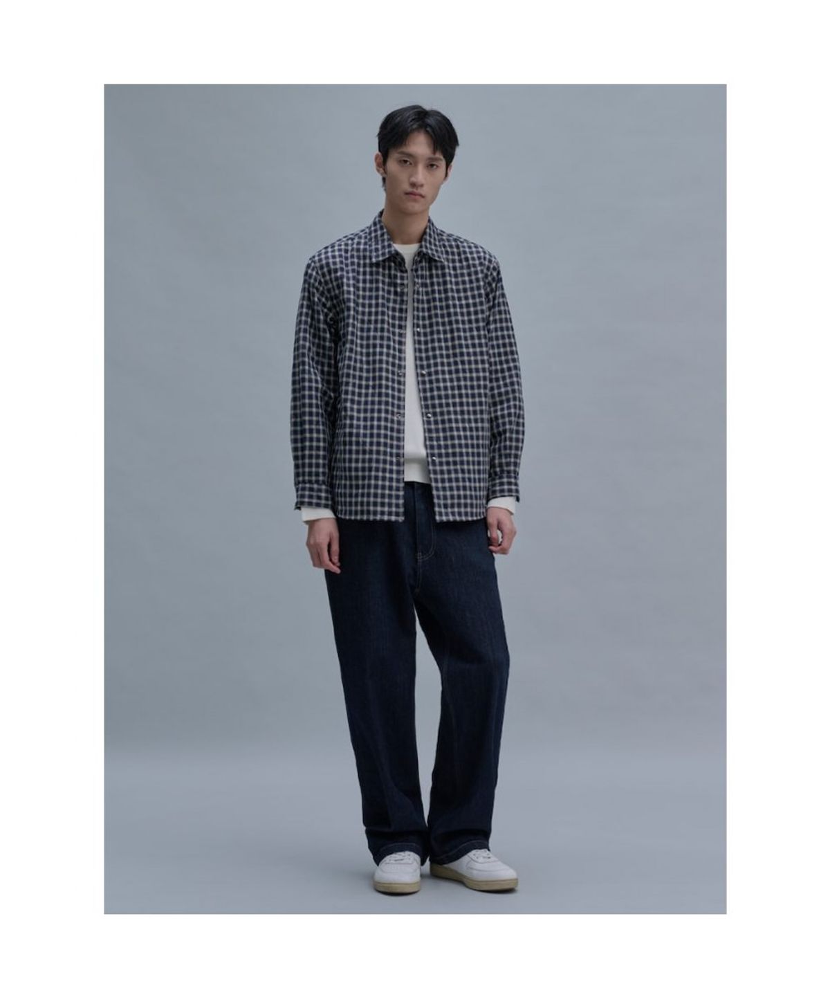 시프트지(SHIFT.G) Quilted Utility Check Shirts  Navy