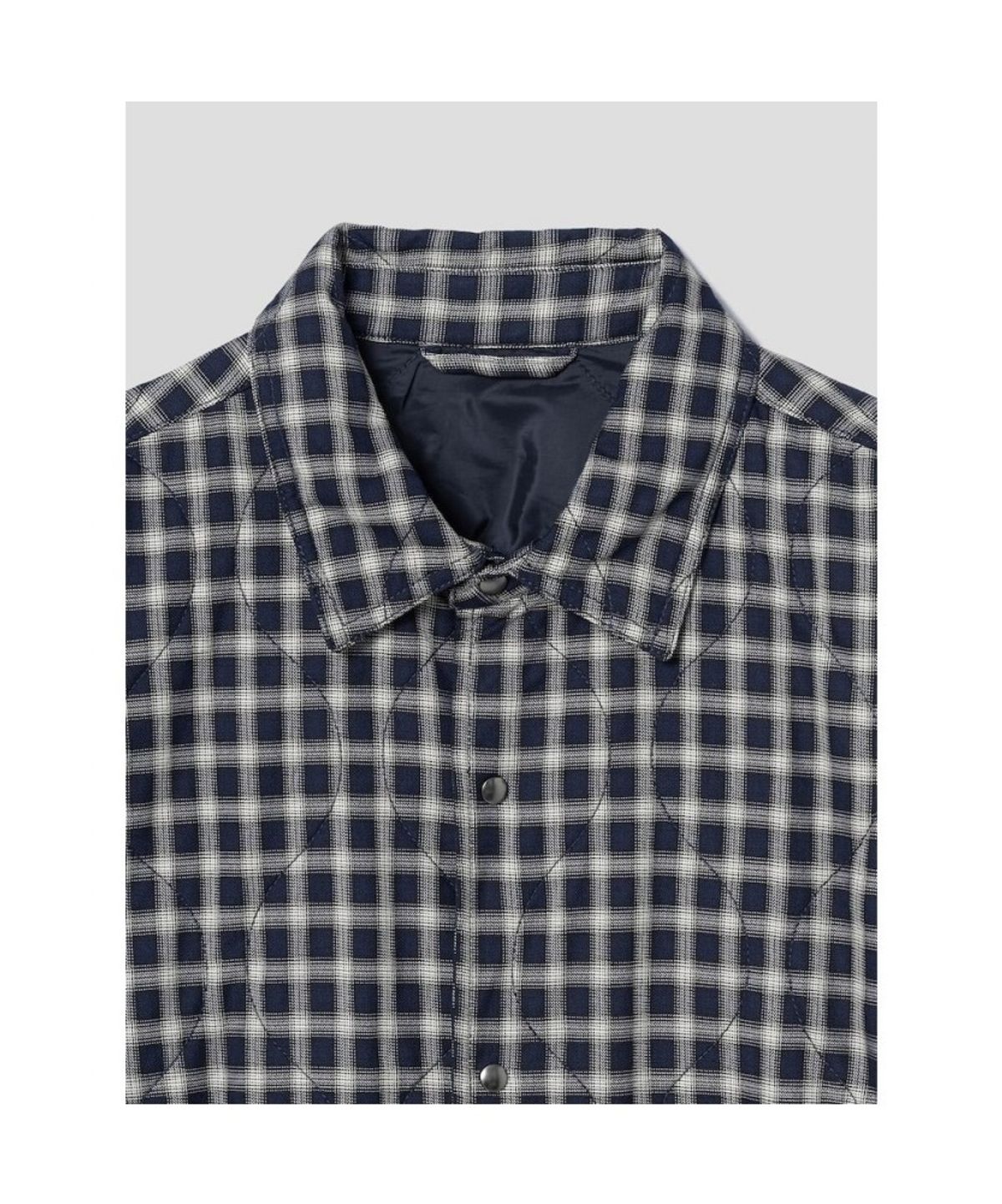 시프트지(SHIFT.G) Quilted Utility Check Shirts  Navy