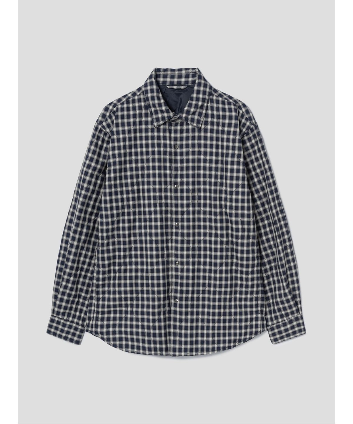 시프트지(SHIFT.G) Quilted Utility Check Shirts  Navy