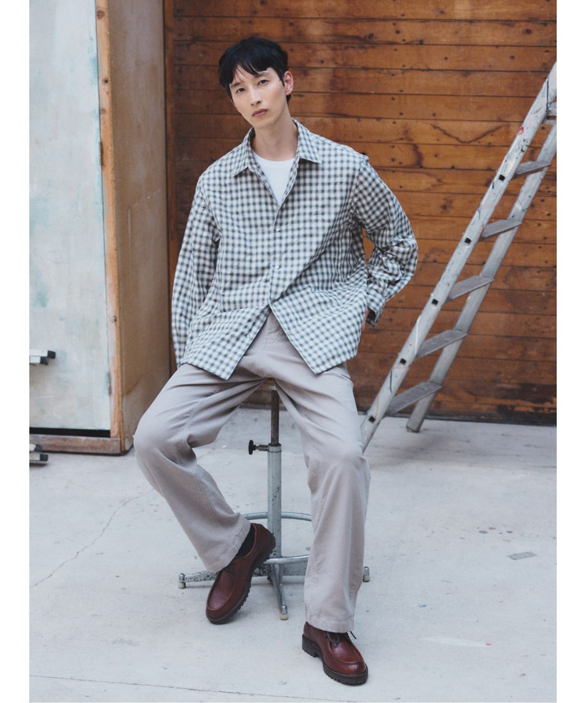 시프트지(SHIFT.G) Semi Wide Twill Fatigue Pants  Beige