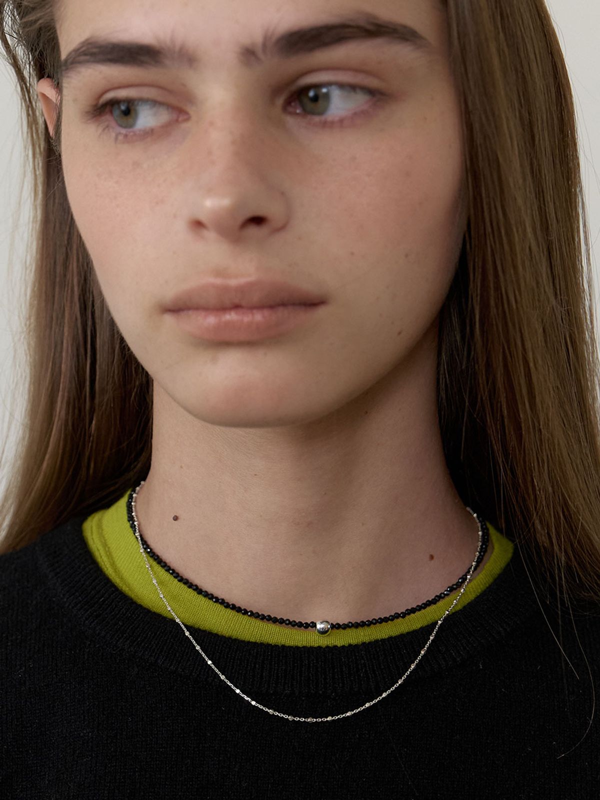 러브미몬스터(LOVE ME MONSTER) Onyx & Ball Necklace (L253MNK040)