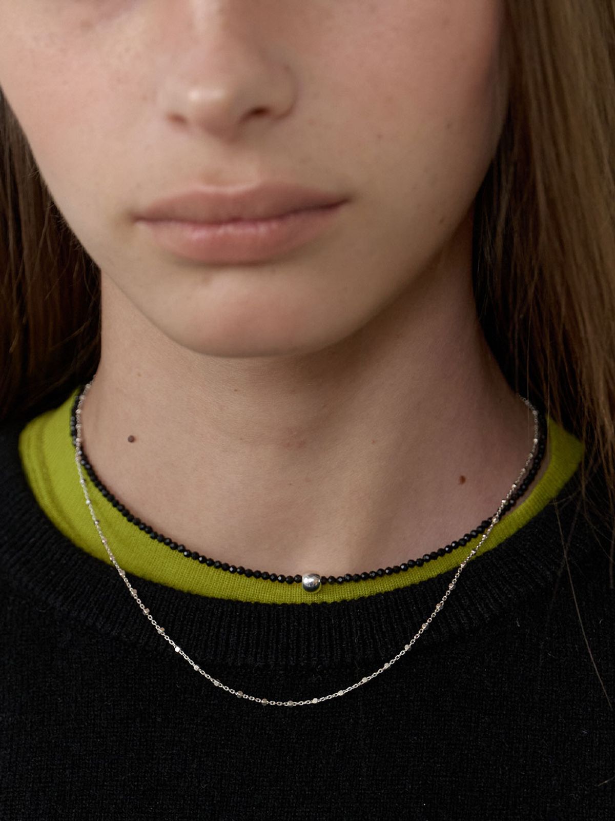러브미몬스터(LOVE ME MONSTER) Onyx & Ball Necklace (L253MNK040)