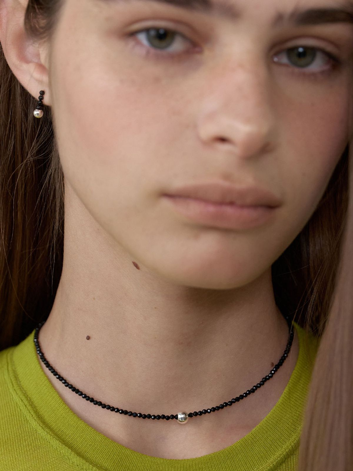 러브미몬스터(LOVE ME MONSTER) Onyx & Ball Necklace (L253MNK040)