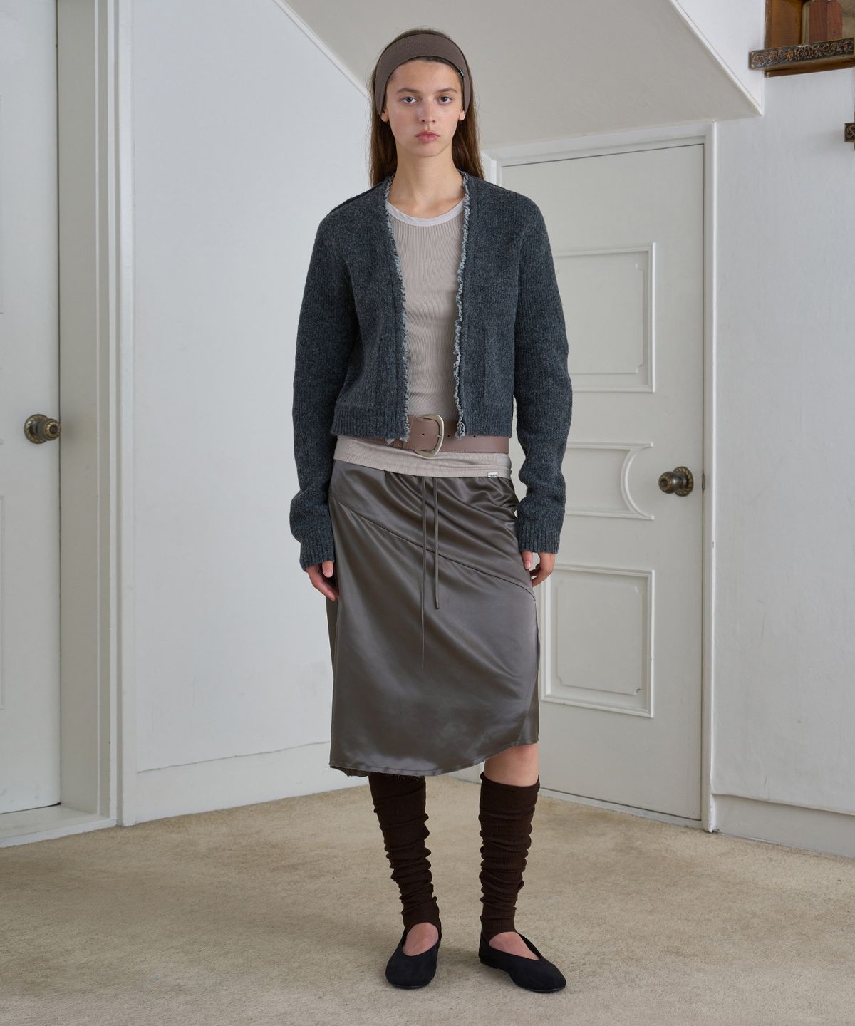 시메트릭 퍼센트(SYMMETRICPERCENT) Lace 2-way Cardigan / Charcoal
