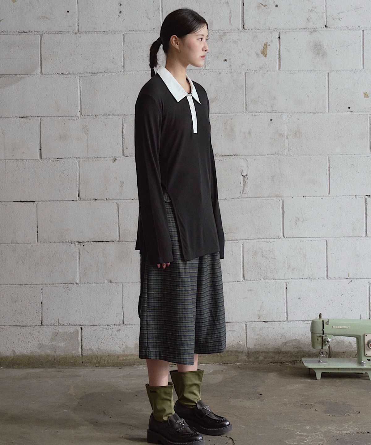아포엠(APOEM) Checked Bermuda Pants (2C)