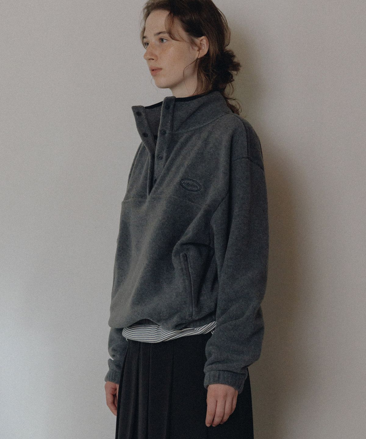 앤니즈(ANDNEEDS) Jeff fleece anorak (melange gray)
