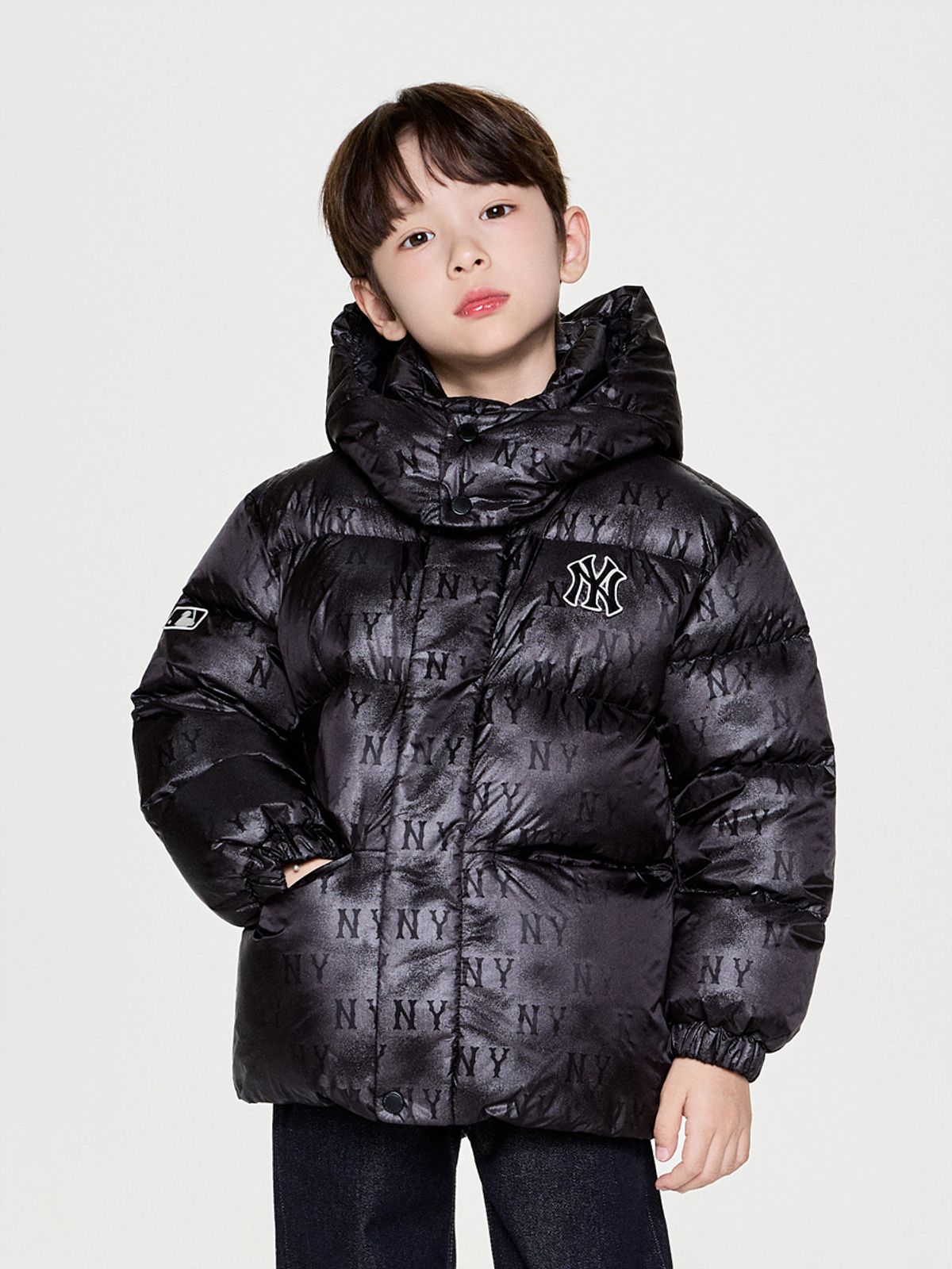 엠엘비 키즈(MLB KIDS) 모노그램 빈티지 DTP 숏 덕다운 NY (Black)