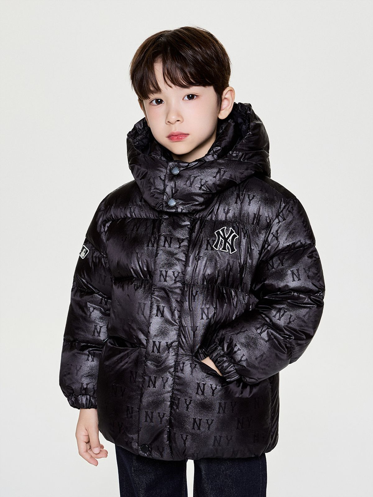 엠엘비 키즈(MLB KIDS) 모노그램 빈티지 DTP 숏 덕다운 NY (Black)