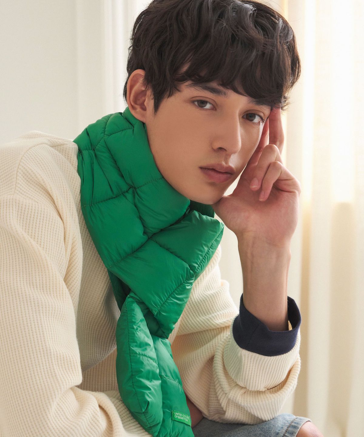 베네통(BENETTON) 비비드 폴딩 패딩 머플러 (6colors)