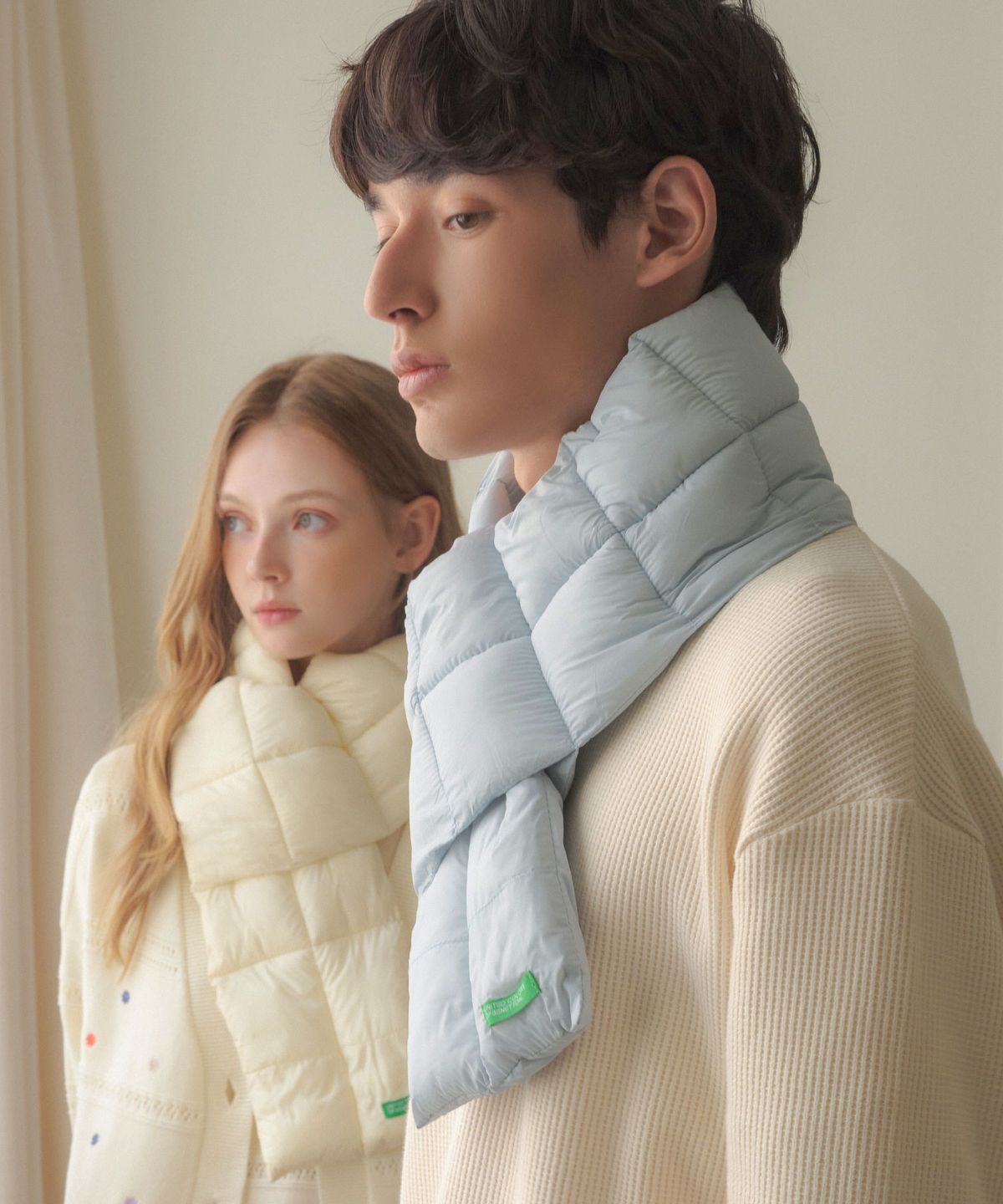 베네통(BENETTON) 비비드 폴딩 패딩 머플러 (6colors)