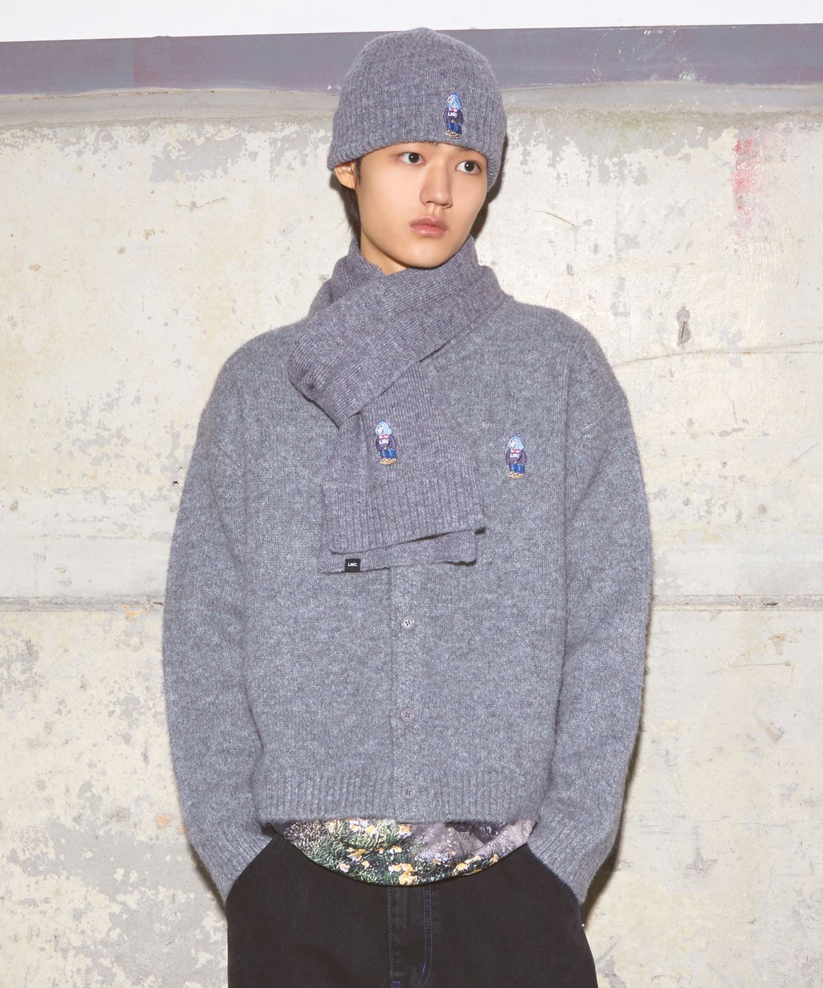 엘엠씨(LMC) EMB BEAR KNIT BEANIE heather gray