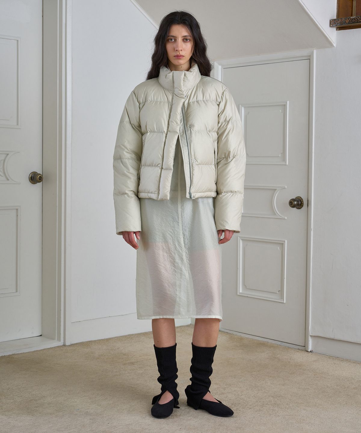 시메트릭 퍼센트(SYMMETRICPERCENT) Ripstop Goose Down Puffer / Ash Beige