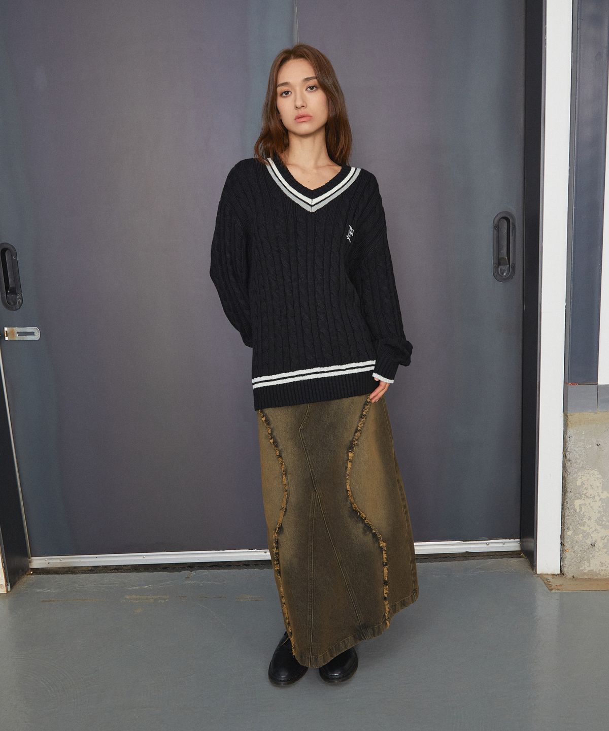 엘엠씨(LMC) GOTHIC CABLE TENNIS KNIT ivory
