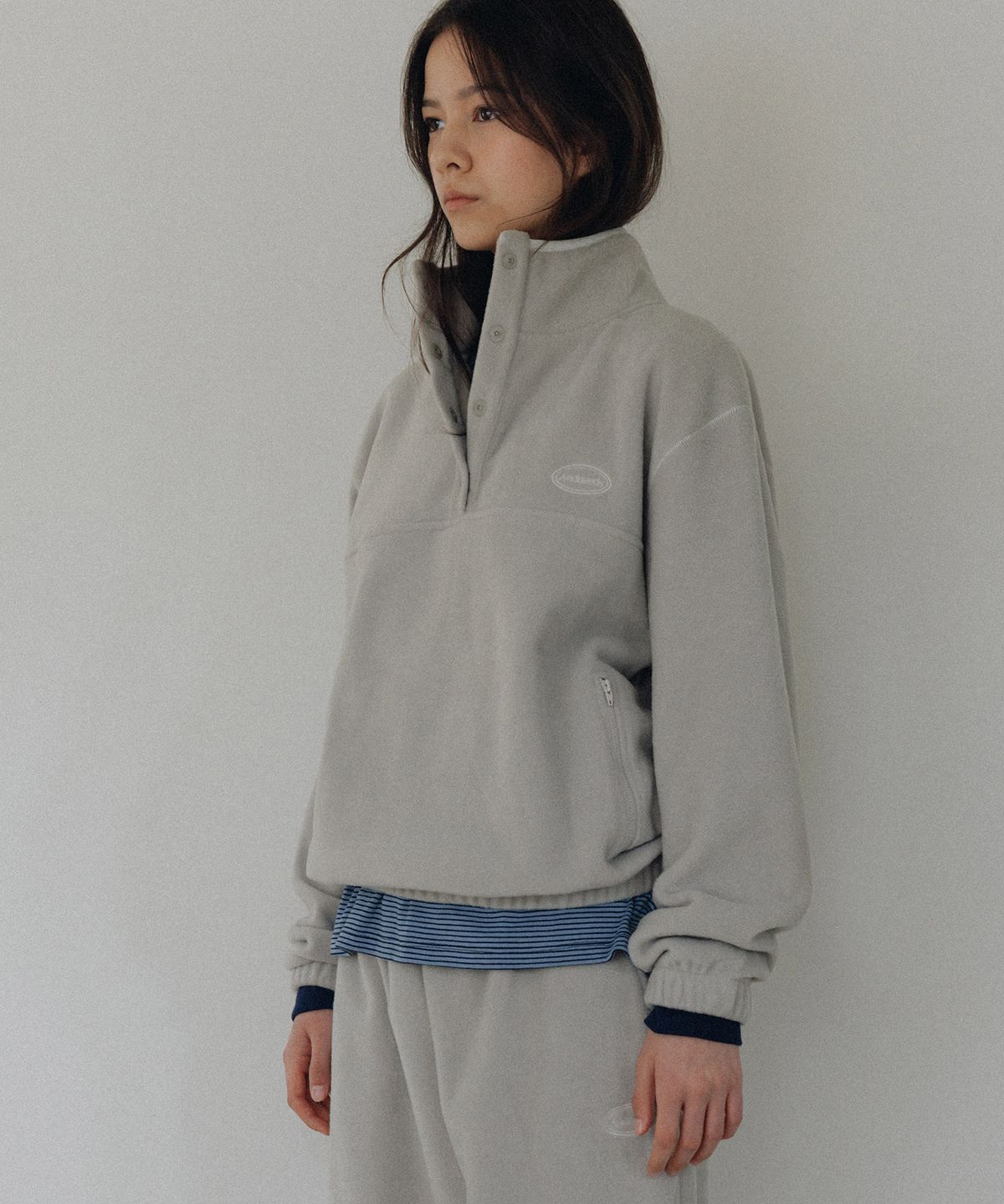 앤니즈(ANDNEEDS) Jeff fleece anorak (light khaki)
