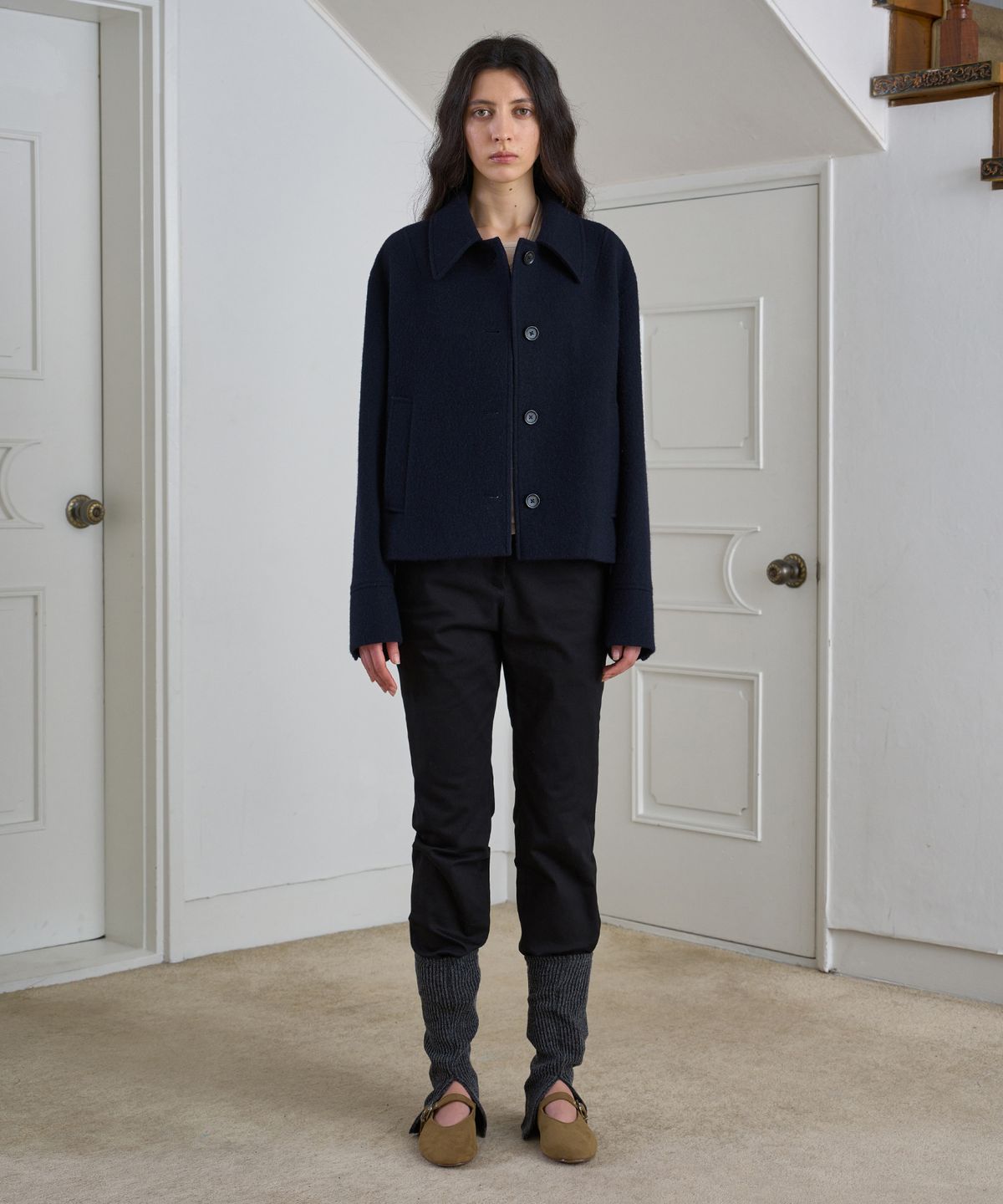 시메트릭 퍼센트(SYMMETRICPERCENT) Minimal Crop Coat / Navy
